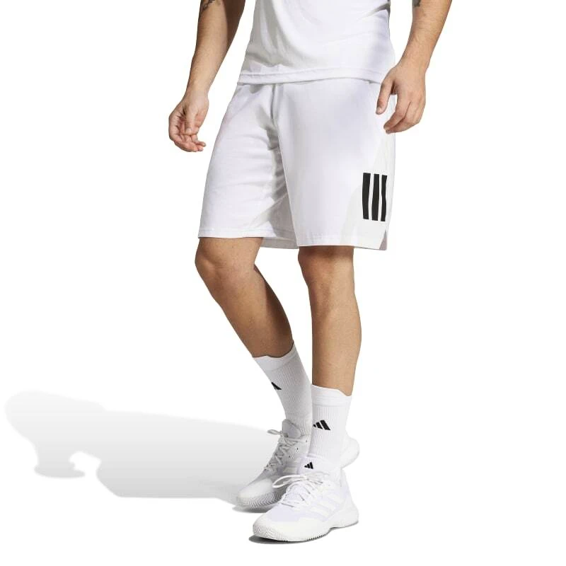 Heren short adidas  Club 3 Stripes Short White
