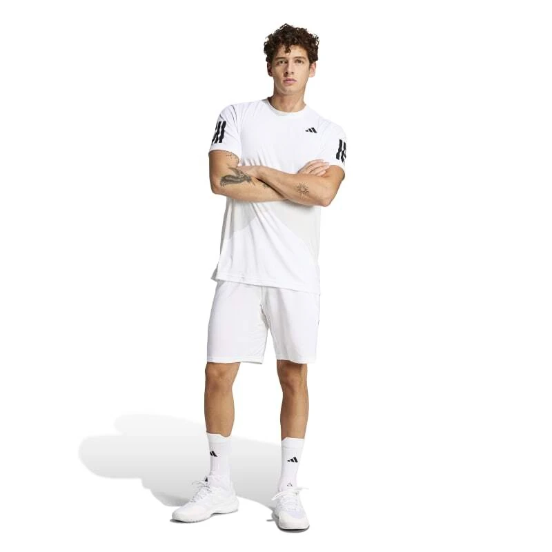 Heren short adidas  Club 3 Stripes Short White