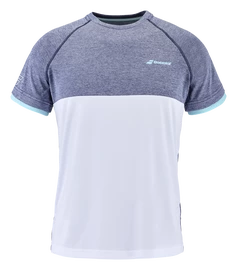 Heren T-shirt Babolat Play Crew Neck Tee Men White/Blue Heather