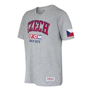 Heren T-shirt CCM  FLAG TEE TEAM CZECH Athletic Grey