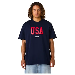 Heren T-shirt CCM  Flag Tee Team USA Navy