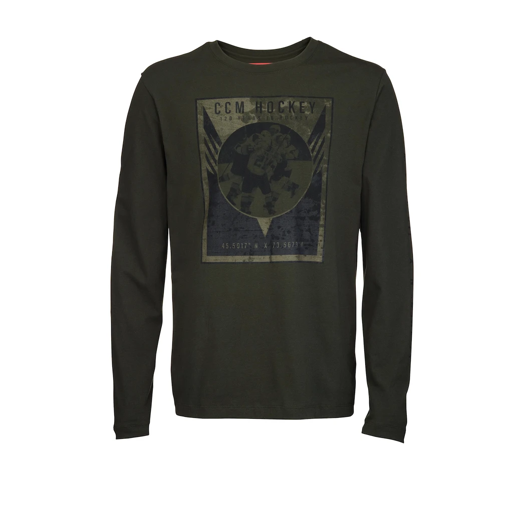 Heren T-shirt CCM Nostalgia POSTER L/S TEE M, Groen