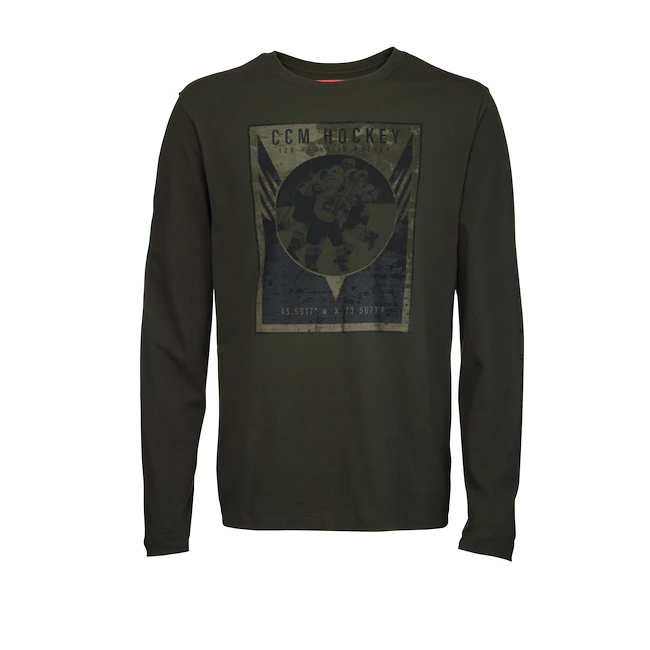 Heren T-shirt CCM Nostalgia POSTER L/S TEE M, Groen