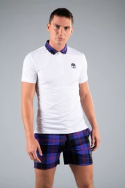 Heren T-shirt Hydrogen Tartan Zipped Tech Polo White (Purple/Black)