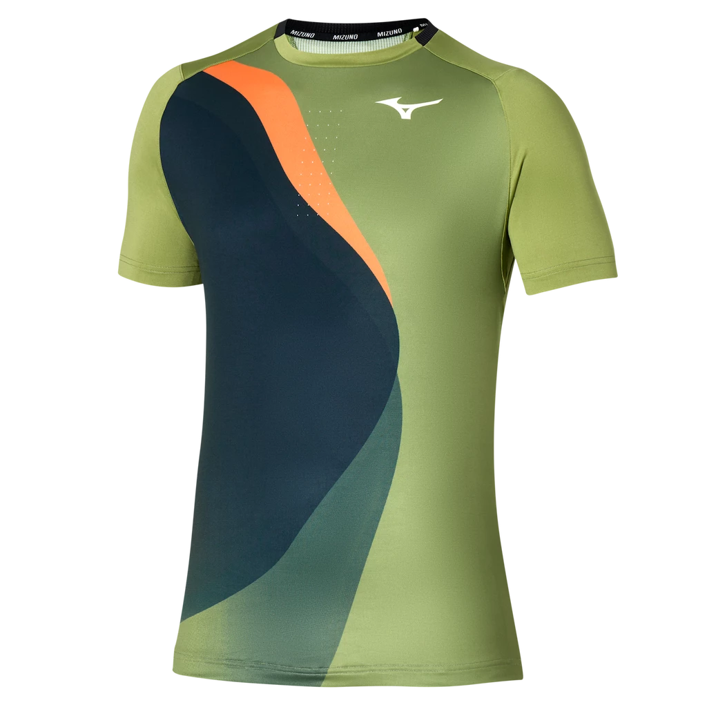 Heren T-shirt Mizuno  Release Shadow Graphic Tee Calliste Green S