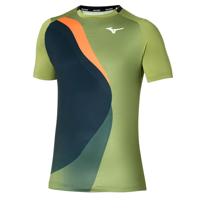 Heren T-shirt Mizuno  Release Shadow Graphic Tee Calliste Green S