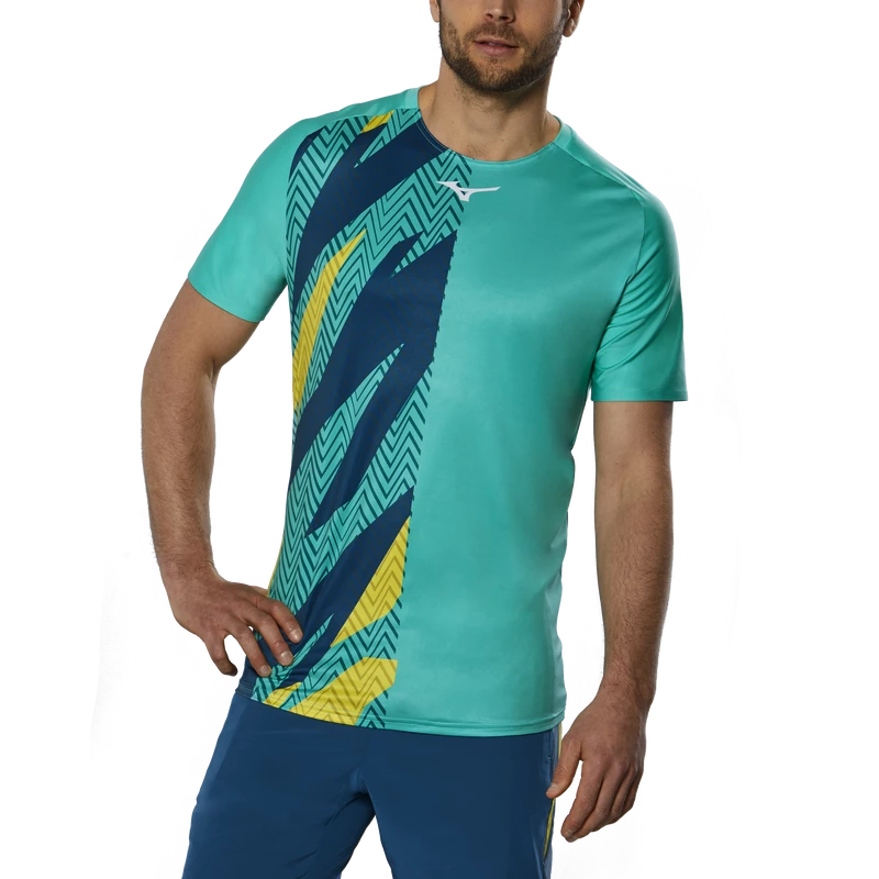 Heren T-shirt Mizuno  Shadow Graphic Tee Turquoise M