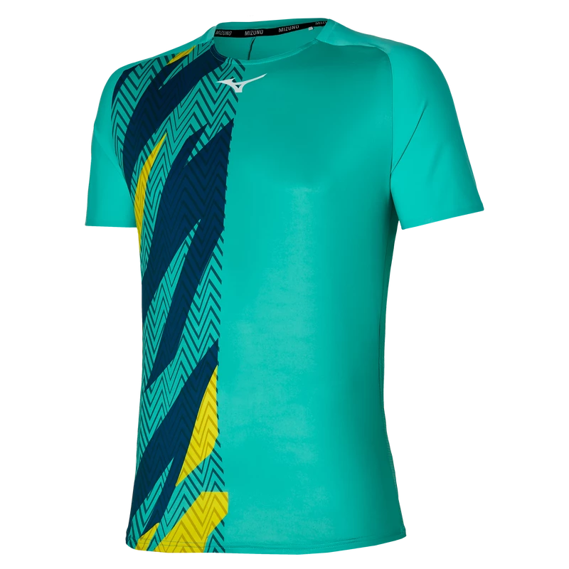 Heren T-shirt Mizuno  Shadow Graphic Tee Turquoise M