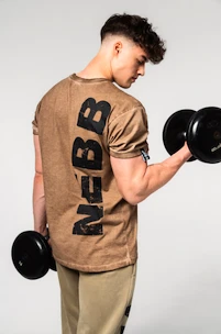 Heren T-shirt Nebbia  Washed-off Cotton T-shirt MAX OUT 357 Light Brown