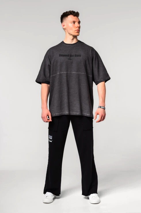 Heren T-shirt Nebbia  Washed-off Oversized Heavyweight Cotton T-shirt NO SHORTCUTS Black