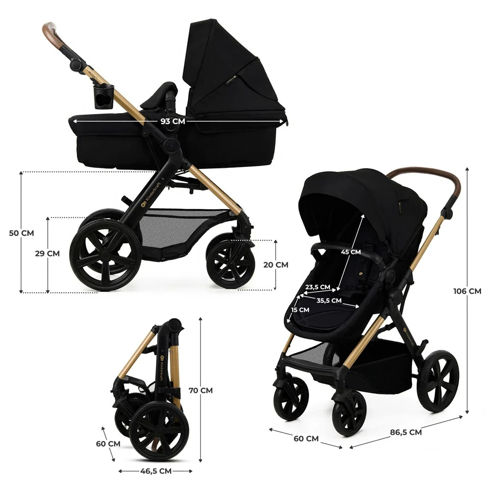 Kinderwagen Kinderkraft Moov 2 3in1 Pure Black Eva Wheels
