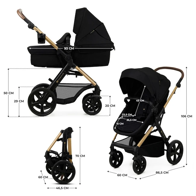Kinderwagen Kinderkraft Moov 2 3in1 Pure Black Eva Wheels