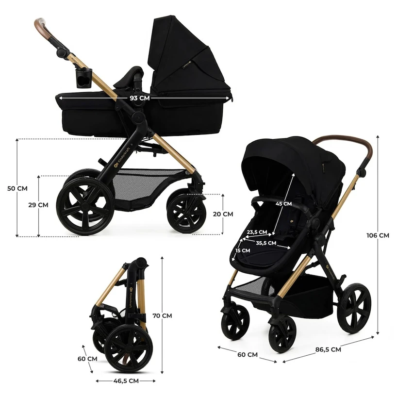 Kinderwagen Kinderkraft Moov 2 3in1 Pure Black Eva Wheels