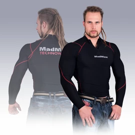 MadMax Compressie-T-shirt met lange mouwen en ritssluiting MSW903 Zwart Rood