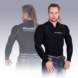 MadMax Compressieshirt met lange mouwen en ritssluiting MSW903 Zwart Groen