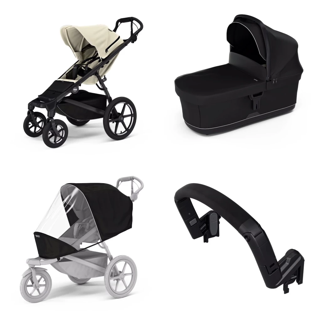Stadswandelwagen Thule Urban Glide 4-wheel Soft beige + Bassinet Black SET 4in1