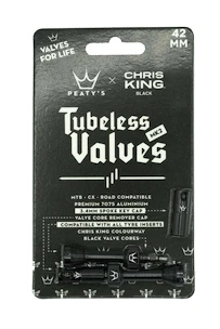 Tubeless ventiel PEATY'S  X chris king (mk2) black tubeless valves 42mm (ptv2-42-blk-12)