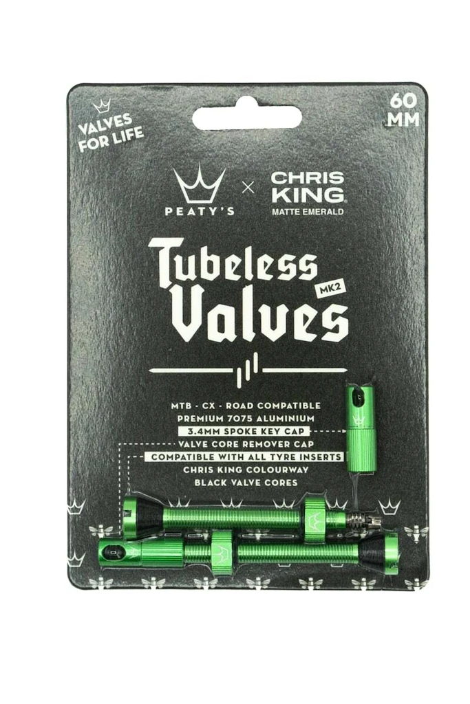 Tubeless ventiel PEATY'S  X chris king (mk2) emerald tubeless valves 60mm (ptv2-60-emr-12)