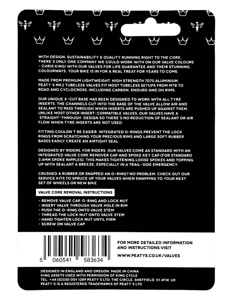 Tubeless ventiel PEATY'S  X chris king (mk2) emerald tubeless valves - 80mm (ptv2-80-emr-12)