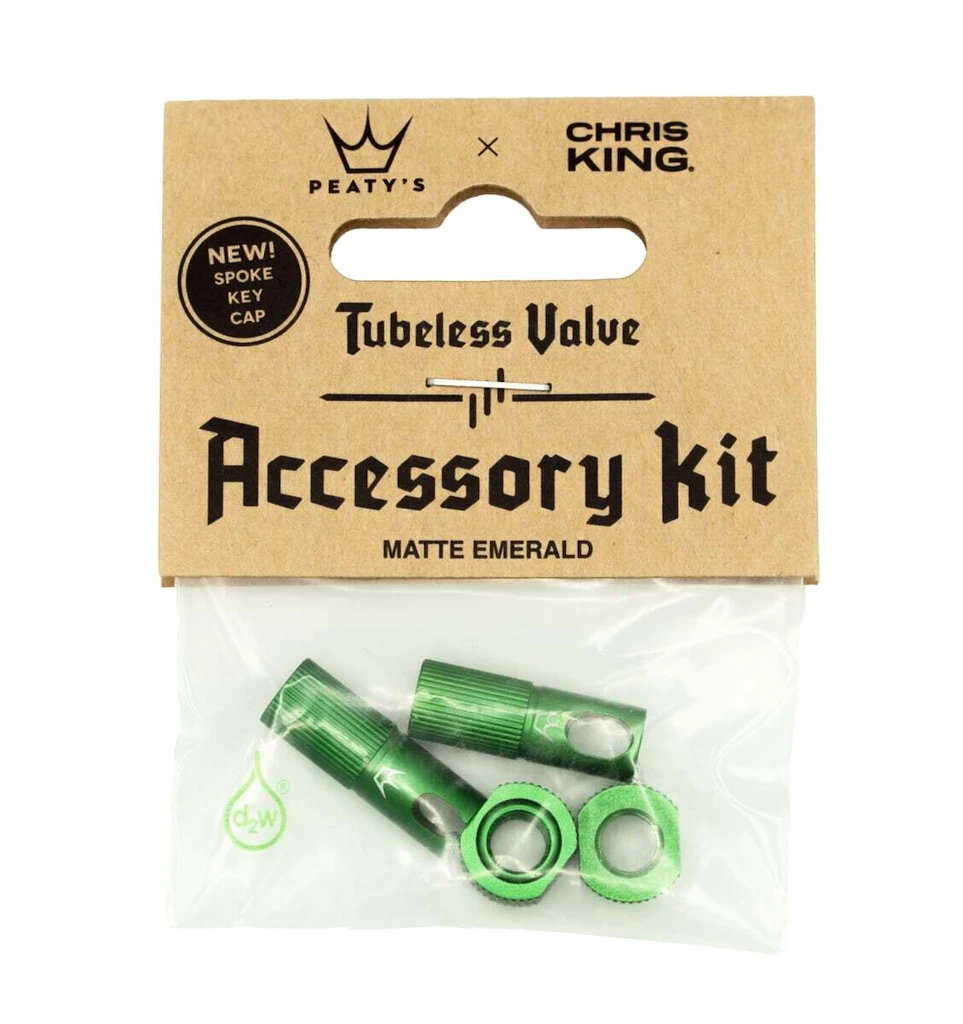 Tubeless ventiel PEATY'S  X chris king (mk2) emerald tubeless valves accessory kit (ptv2-accs-emr-12)