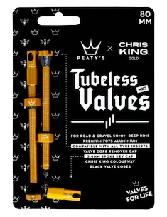 Tubeless ventiel PEATY'S  X chris king (mk2) gold tubeless valves - 80mm (ptv2-80-gld-12)