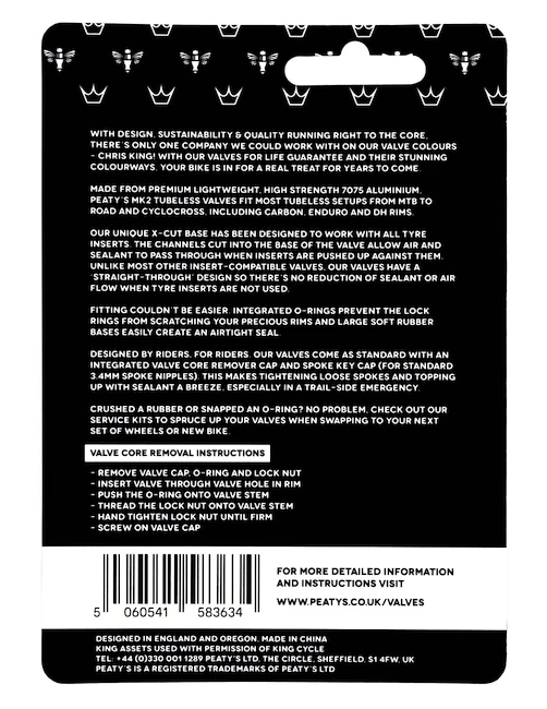 Tubeless ventiel PEATY'S  X chris king (mk2) mango tubeless valves - 80mm (ptv2-80-mng-12)