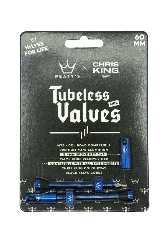 Tubeless ventiel PEATY'S  X chris king (mk2) navy tubeless valves 60mm (ptv2-60-nvy-12)