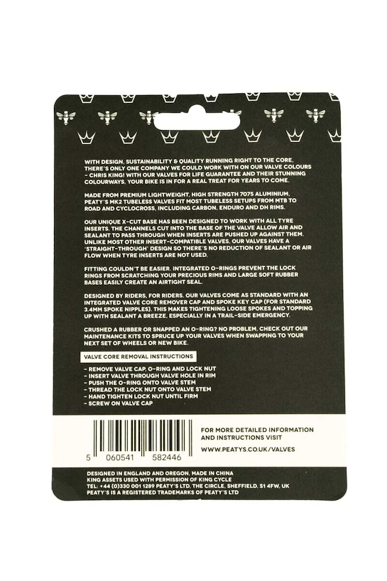 Tubeless ventiel PEATY'S  X chris king (mk2) navy tubeless valves 60mm (ptv2-60-nvy-12)