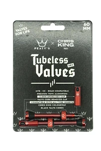 Tubeless ventiel PEATY'S  X chris king (mk2) red tubeless valves 60mm (ptv2-60-red-12)
