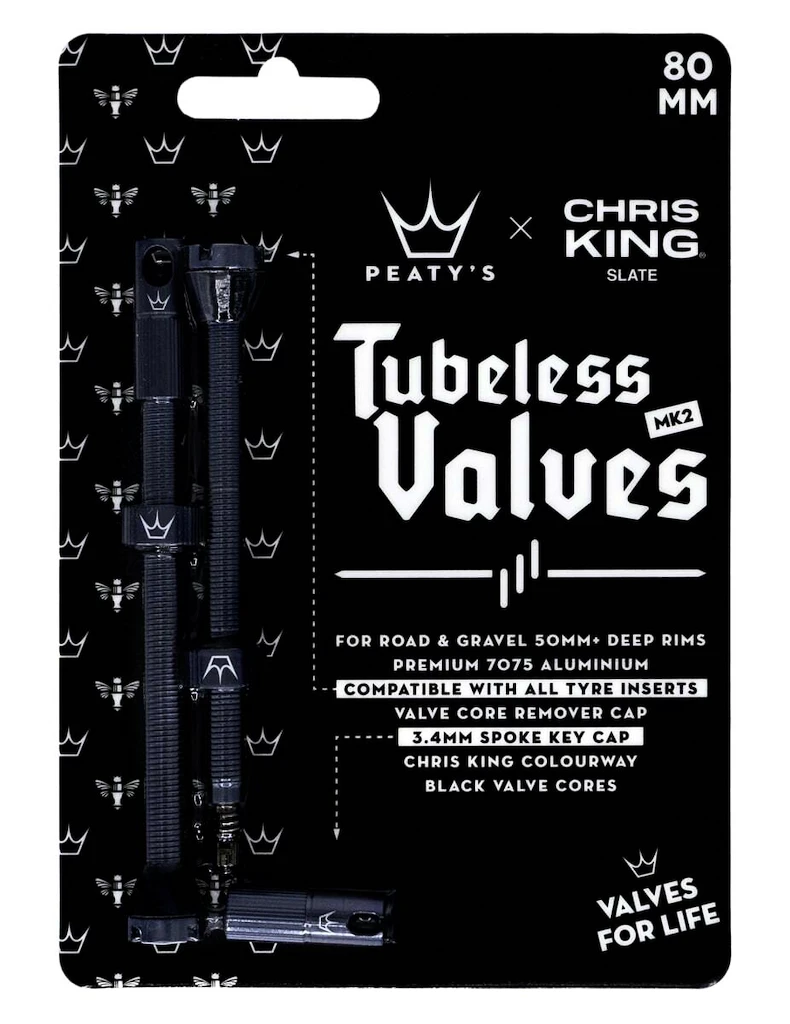 Tubeless ventiel PEATY'S  X chris king (mk2) slate tubeless valves - 80mm (ptv2-80-slt-12)