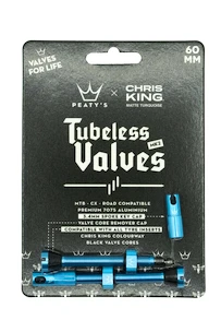 Tubeless ventiel PEATY'S  X chris king (mk2) turquoise tubeless valves 60mm (ptv2-60-trq-12)