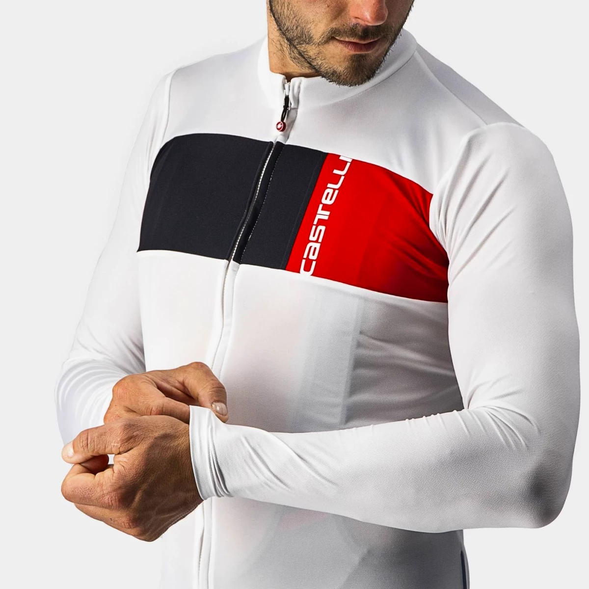 Castelli Prologo 7 LS Ivoor/Lichtzwart/rood Castelli Prologo 7 LS Ivoor/Lichtzwart/rood