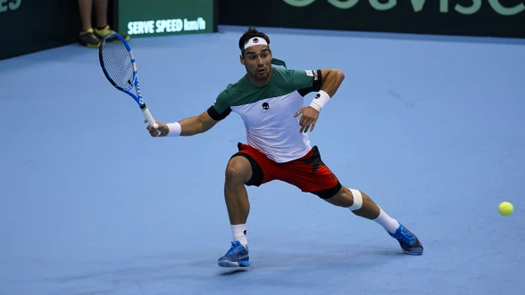 Fabio Fognini en zijn Babolat Pure Drive tennisracket