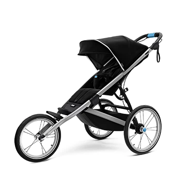 Thule Glide 2 kinderwagen met handrem stopt op zijn plaats